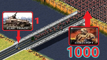 Can Flak Track defend the bridge? vs 1000 Conscripts - Red Alert 2