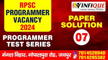 RPSC PROGRAMMER TEST SERIES PAPER SOLUTION 7 | part-02 | RPSC PROGRAMMER UPDATE