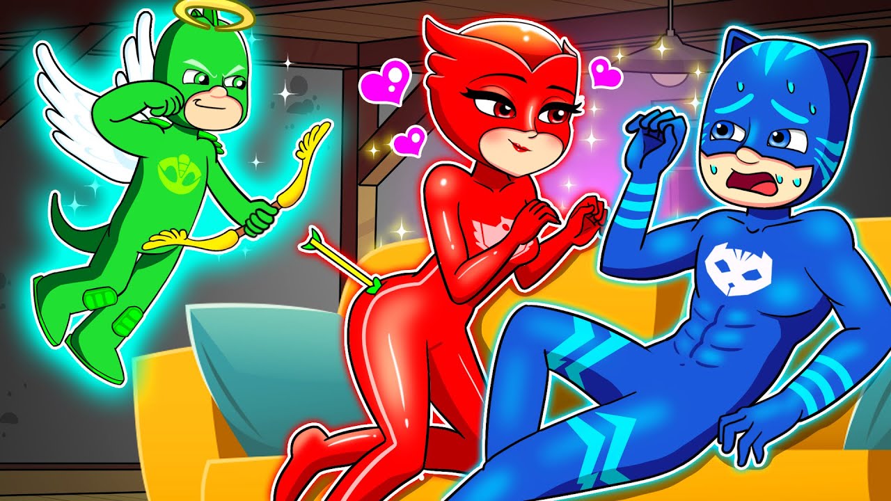 Catboy & Owlette Kissed Without Gekko - Gekko Has Become a Cupid - Catboy's Life Story - PJ MASKS 2D