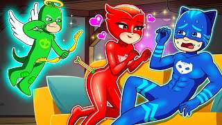 Catboy & Owlette Kissed Without Gekko - Gekko Has Become a Cupid - Catboy's Life Story - PJ MASKS 2D