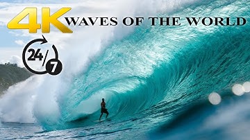🔴4K - 24/7 BIG Waves - Tahiti And Hawaii -  With Relaxing Music☑️