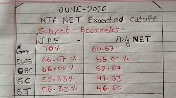 #NTA #NET #JUNE  2020 EXPECTED CUT-OFF