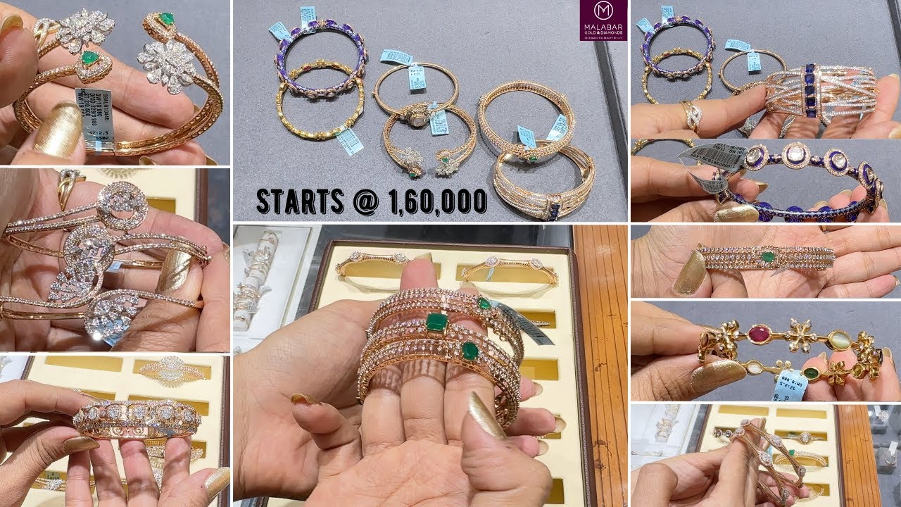 Malabar || Diamond Heavy to light weight Diamond bangle cum Kada with weight & code in detail