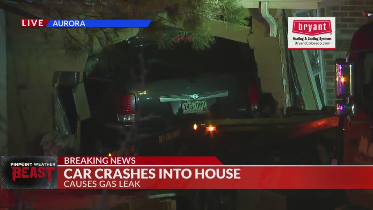 Car crashes into Aurora home, causes gas leak - YouTube