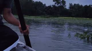 We're on the river at sunset time. This wether is so calm.