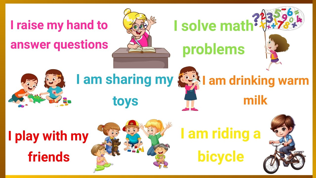Daily Routine Sentences For Kids | Speak English with beginners | Learn ...