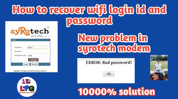 How to recover wifi admin login id and password in syrotech modem || new problem || 100% solution.