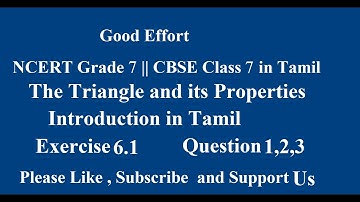 NCERT Grade7 || CBSE Class 7 The Triangle and its Properties - Introduction and Ex 6.1 -Que 1,2,3