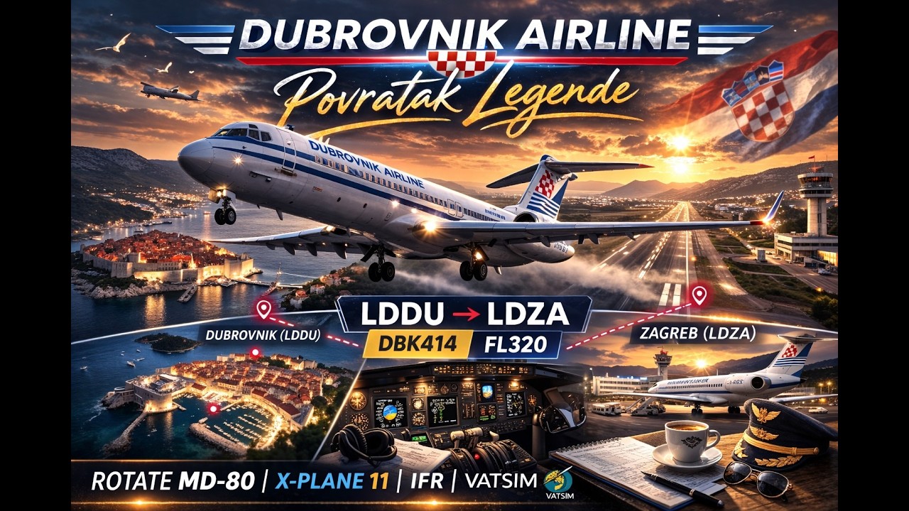 ✈️ Rotate MD-80 | Dubrovnik Airline Tribute | LDDU → LDZA | DBK414 | FL320 | X-Plane 11