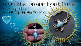 Larimar Turtle Pendant Silversmithing Step by Step Making Process screenshot 1