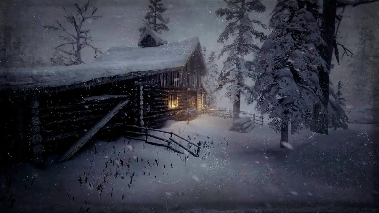 10 Hour Winter Blizzard Outside a Cabin Soothing Snowstorm Sounds for ...