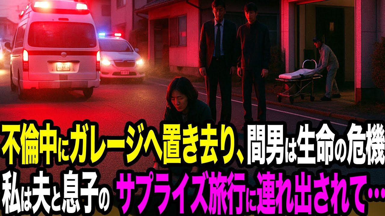 【シタ妻】不倫中にガレージへ置き去り、間男は生命の危機…私は知らずに夫と息子の“地獄の長距離ドライブ”→最後は寿司屋で全自白、500万と人生終了【修羅場朗読】