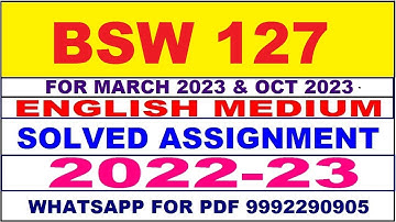 bsw 127 solved assignment 2022-23 in english | bsw 127 solved assignment 2022-23 | bsw 127 2023
