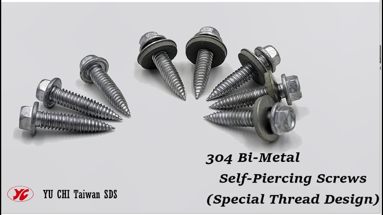 304Bimetal Selfpiercing screw with special thread. 1+1mm steel plate