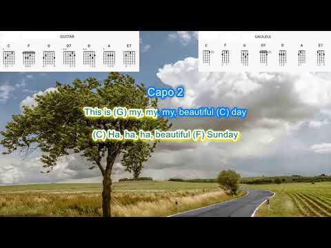 Beautiful Sunday by Daniel Boone play along with scrolling guitar \u0026 ukulele chords and lyrics