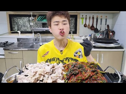 꽃돼지 대패삼겹살 여수 돌산 갓김치 비빔밥 한식먹방 <strong>Kim</strong> chi[korean <strong>food</strong>]mukbang Eating show 吃播