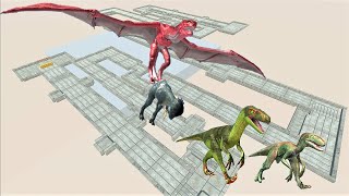 Small dinosaur survival race. Don't get caught in the Wyvern! | Animal Revolt Battle Simulator