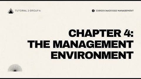 CIB1001/AA0X1002 Management Chapter 4: The Management Environment (Tutorial 2 Group 4)