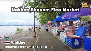 Walking 4K Nakhon Phanom Flea Market by the Mekong River in Thailand 2022