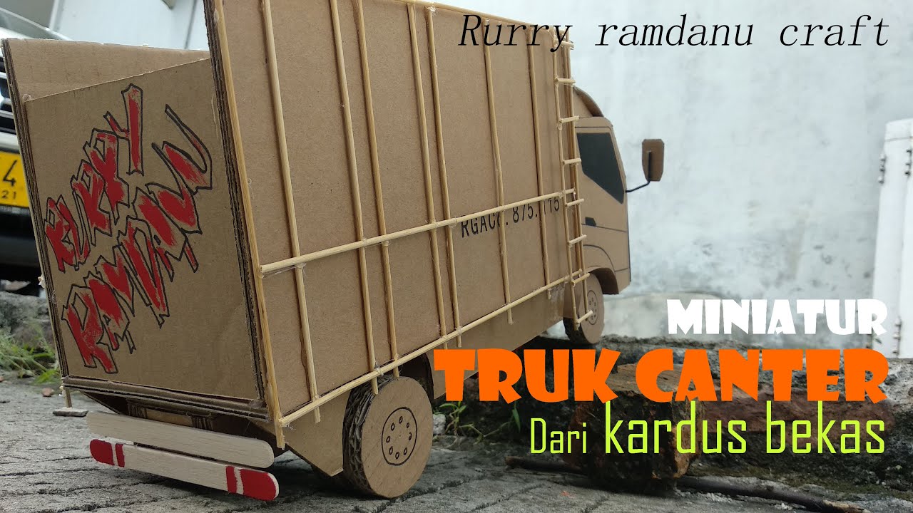 Miniatur Truk  Canter  Daur ulang kardus bekas Ide 