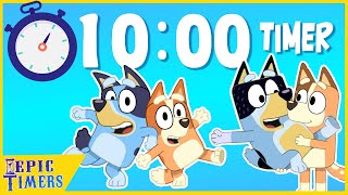 Bluey and Bingo are having fun in this 10-minute timer with music!