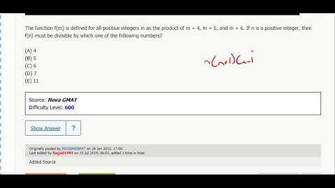 Div. 37- The function f(m) is defined for all positive integers m as the product of m + 4, m + 5...
