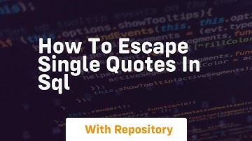 How to escape single quotes in sql