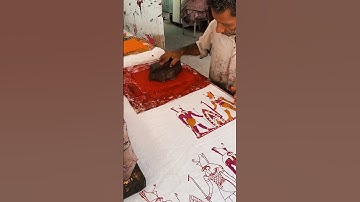 Block printing with vibrant red, where creativity flows. #BlockPrinting #RedArt #CreativeFlow #art