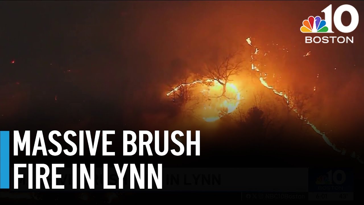 Massive brush fire in Lynn as dry conditions continue - YouTube