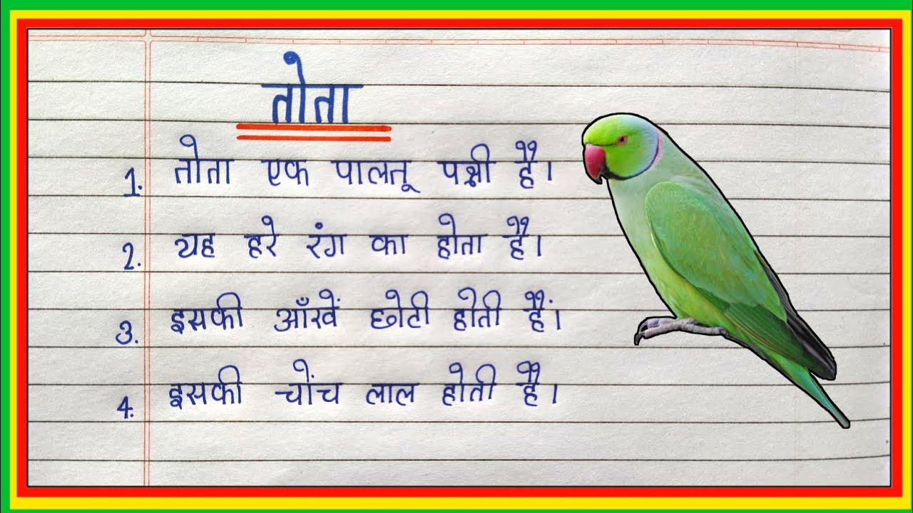essay on parrot information in hindi