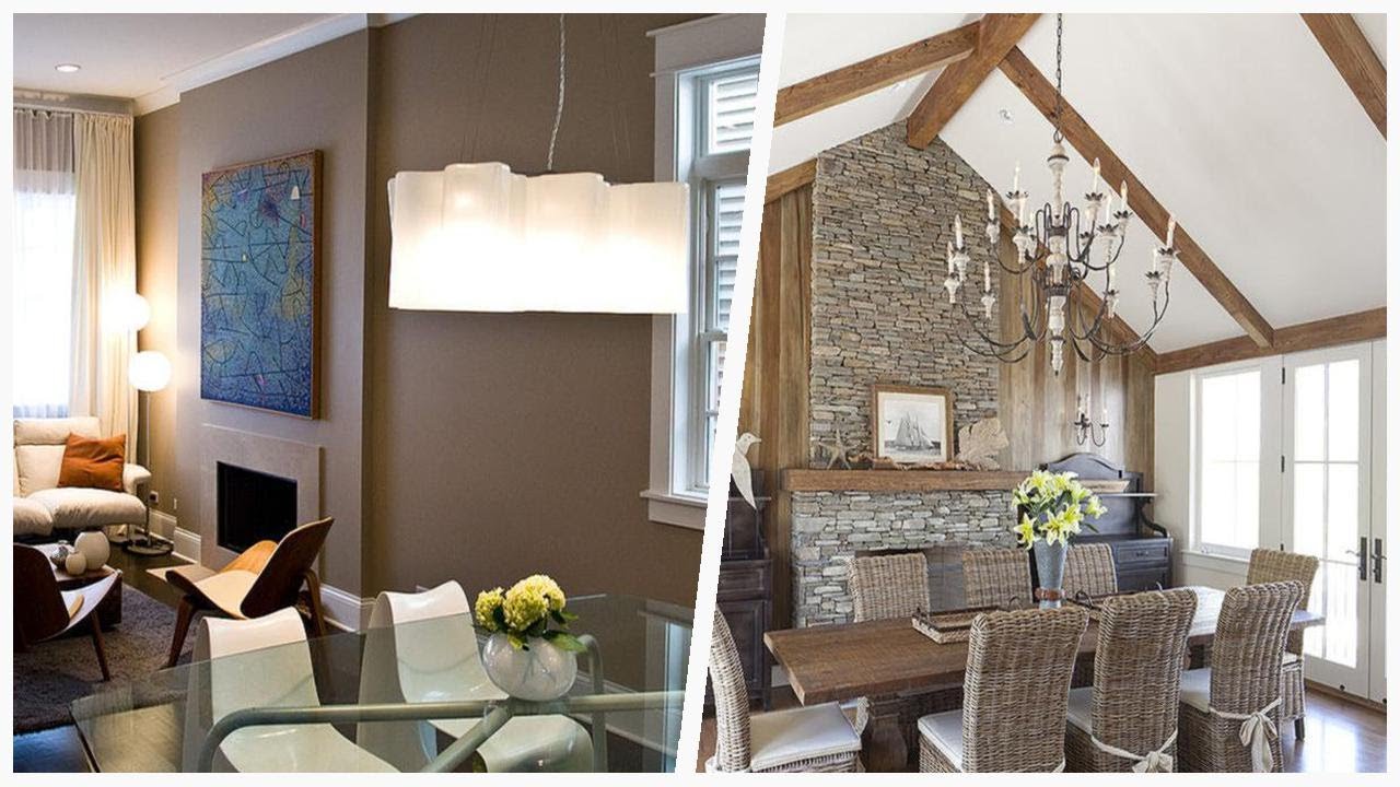 Curated visual reference: Picture Idea: 75 Dining Room With Brown Walls And A Standard Fireplace