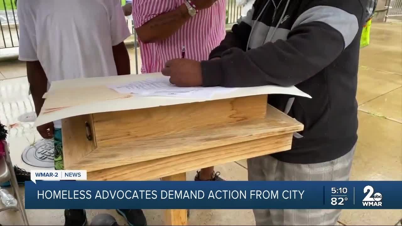 Homeless advocates demand action from city - YouTube