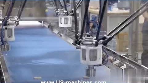Spider type robot hand biscuit cookie feeding machine picking head changing video