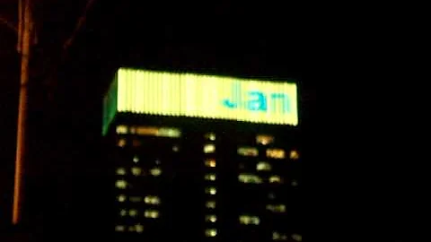 PECO Bldg broadcasting "January is Cervical Cancer Awareness Month" in memory of Joanne Van Newkirk