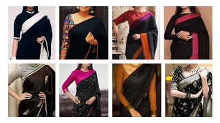 Black Saree With Contrast Blouse Designs