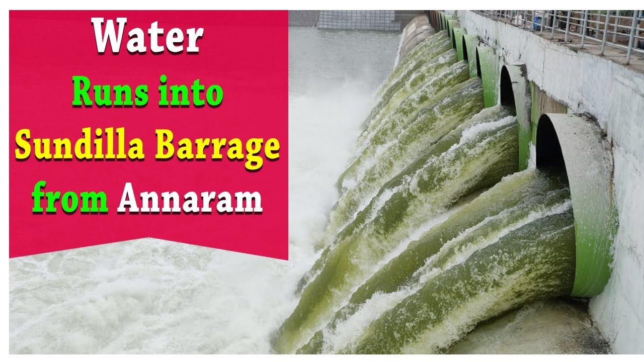 Godavari Water Flowing into Sundilla Barrage from Annaram || Megha Engineering & Infrastructures Ltd