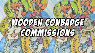 Wooden Burned Furry Conbadges! Pyrography!