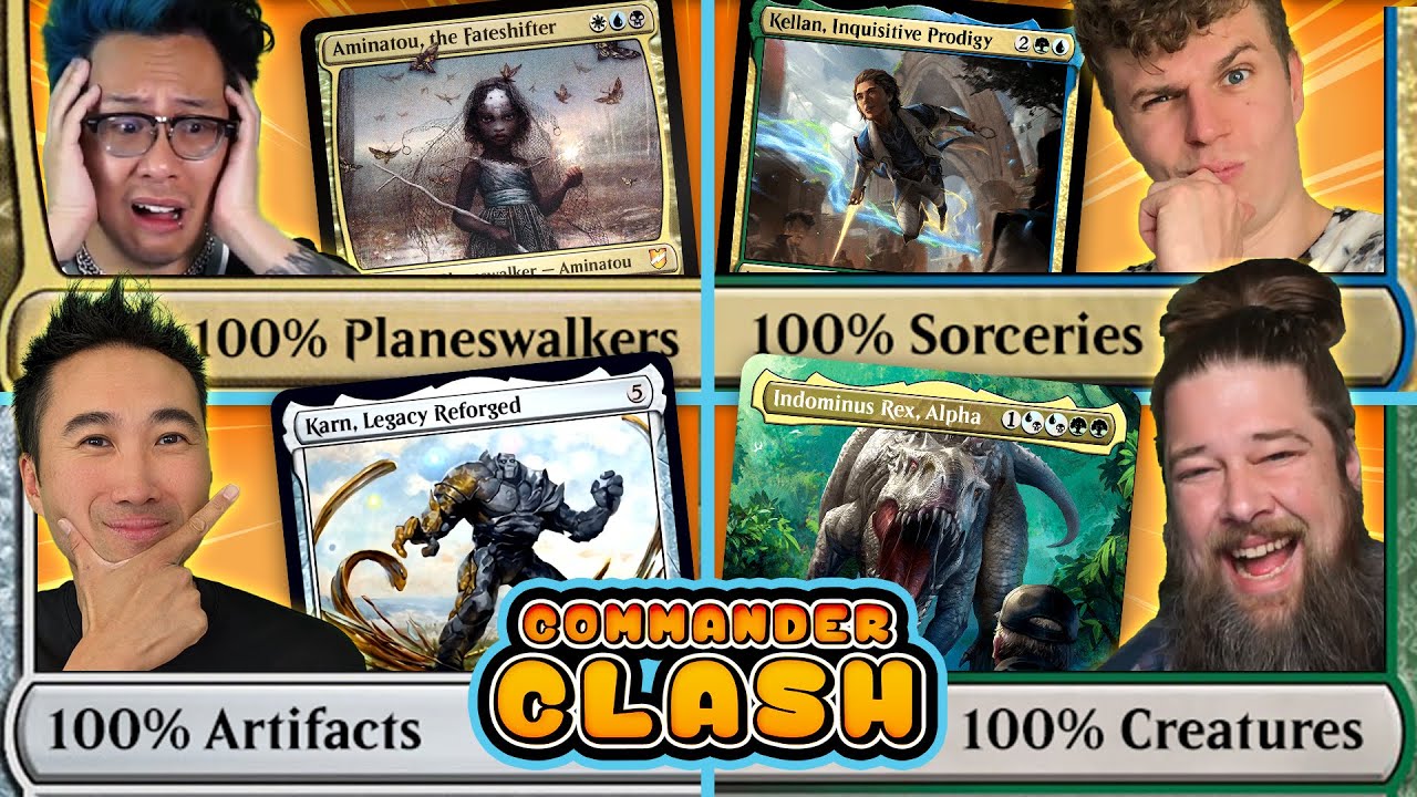 100% Creatures vs 100% Artifacts vs 100% Sorceries vs 100% Planeswalkers | Commander Clash S16 E24 thumbnail