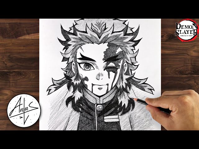 Sketch Rengoku Kimetsu No Yaiba, Demon Slayer.  Tatuagens de anime, Desenho  de anime, Tutoriais de desenho anime