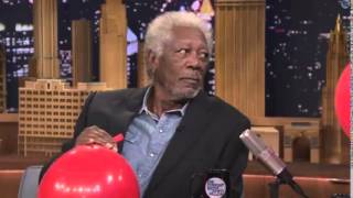 Morgan Freeman Chats with Jimmy Fallon While Sucking Helium!