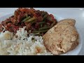 Recette  riz sauce tomate haricot vert  radis rouge galette de pois chiche  farine de manioc