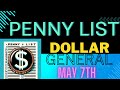 Dollar General Penny List May 7th