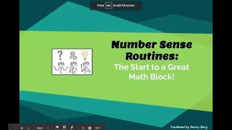 Number Sense Routines The Start to a Great Math Block