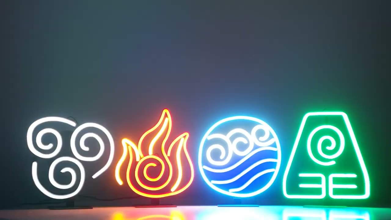 Avatar Fire Water Earth Air (3+1 FREE!) LED Neon Sign The Last Airbender Anime