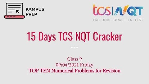 TCS NQT 2021 Cracker | Class 9 | Top 10 Numerical Problems | May Series #tcsnqt2021 #numerical