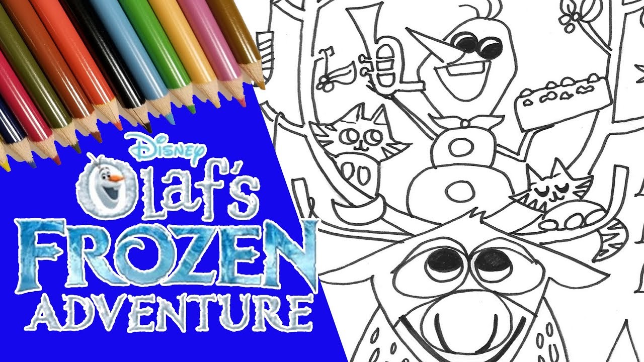 Color Frozen OLAF WITH KITTENS Disney Coloring Page  | dreamport with joe and amy