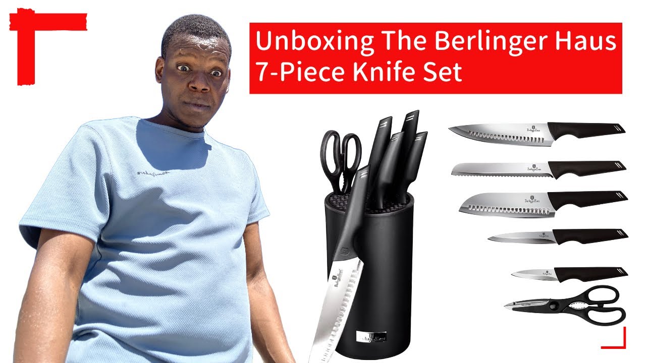 Berlinger Haus 7 Piece Kitchen Knife Set W/ Wooden Block, Elegant