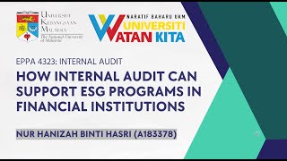 EPPA 4323: How Internal Audit Can Support ESG Programs in Financial Institutions