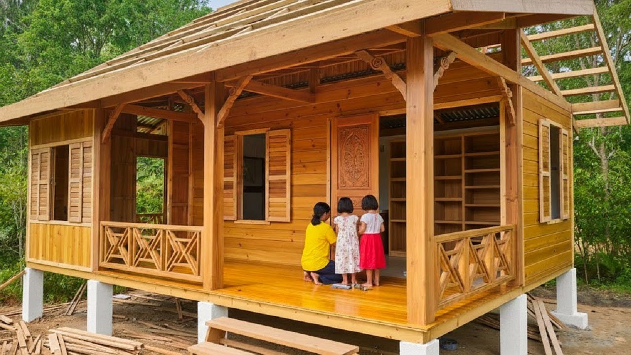 The young mother and her two small children renovated their dilapidated house into a loving home.