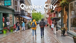 Rainy Day Walk Petit Champlain, Quebec City | ASMR Rain Sound